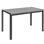 Table de jardin 4 personnes métal noir plateau résine tressée gris Table de jardin 4 personnes métal noir plateau résine tressée gris