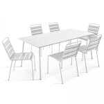 Table de jardin et 6 chaises en métal blanc Table de jardin et 6 chaises en métal blanc