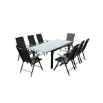 Table de jardin et 8 chaises en aluminium gris Table de jardin et 8 chaises en aluminium gris