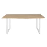 Table de jardin en acacia massif et acier blanc 6 / 8 personnes l190 Table de jardin en acacia massif et acier blanc 6 / 8 personnes l190
