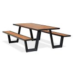 Table de jardin avec bancs en aluminium et teck Table de jardin avec bancs en aluminium et teck
