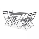 Table de jardin bistrot et 4 chaises pliantes gris Table de jardin bistrot et 4 chaises pliantes gris