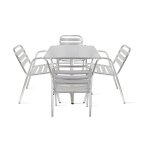 Table de jardin bistrot carrée et 4 fauteuils en aluminium Table de jardin bistrot carrée et 4 fauteuils en aluminium
