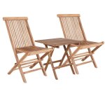 Table de jardin carre 50 cm + 2 chaises en teck