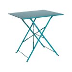 Table jardin carr�e en acier thermolaqu�, bleu canard