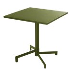 Table de jardin carr�e bistrot avec plateau rabattable vert kaki