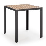 Table de jardin carr�e corail en bois et m�tal noir