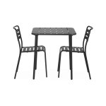 Table de jardin carre en mtal anthracite avec 2 chaises