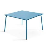 Table de jardin carre en mtal bleu pacific