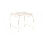 Table de jardin carre rsistante en mtal blanc