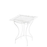 Table de jardin carre rsistante en mtal blanc
