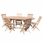 Table de jardin et chaises en bois teck 6 / 8 personnes Table de jardin et chaises en bois teck 6 / 8 personnes