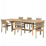 Table de jardin et chaises en teck et textilene 10 / 12 personnes