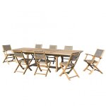 Table de jardin et chaises en teck et textilene 10 / 12 personnes