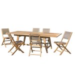 Table de jardin et chaises en teck et textilene 8 / 10 personnes