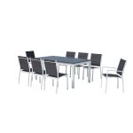 Table de jardin extensible et 8 chaises alu / toile pvc blanc Table de jardin extensible et 8 chaises alu / toile pvc blanc