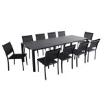 Table de jardin extensible aluminium 52 à 260 cm et 10 chaises gris Table de jardin extensible aluminium 52 à 260 cm et 10 chaises gris