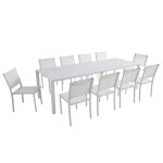 Table de jardin extensible aluminium 52  260cm et 10 chaises blanche