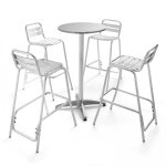 Table de jardin haute en aluminium et 4 chaises hautes Table de jardin haute en aluminium et 4 chaises hautes