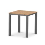 Table jardin imitacion en bois et alluminium anthracite 70x70