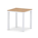Table jardin imitacion en bois et alluminium blanc 70x70