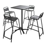 Table de jardin mange - debout et 4 chaises anthracite