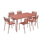 Table de jardin mtal 2 fauteuils 4 chaises terracotta