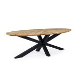 Table de jardin ovale en teck et mtal l240 noir