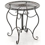 Table de jardin avec plateau rond en mtal bronze
