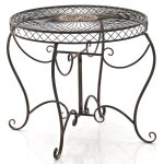Table de jardin avec plateau rond en mtal bronze