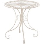 Table de jardin avec plateau rond en mtal crme antique