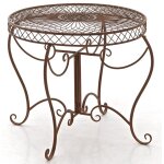 Table de jardin avec plateau rond en mtal marron antique