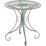Table de jardin avec plateau rond en mtal vert antique