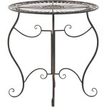 Table de jardin avec plateau rond en metall bronze