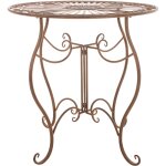Table de jardin avec plateau rond en metall marron antique