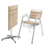 Table de jardin pliante et 2 chaises en aluminium et bois Table de jardin pliante et 2 chaises en aluminium et bois