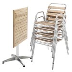 Table de jardin pliante et 4 chaises en aluminium et bois Table de jardin pliante et 4 chaises en aluminium et bois