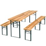 Table de jardin pliante avec bancs marron