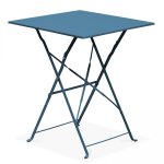 Table de jardin pliante bistrot en acier bleu pacific