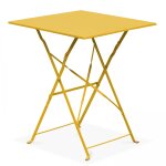 Table de jardin pliante bistrot en acier jaune