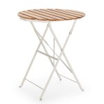 Table de jardin pliante en bois et métal blanc Table de jardin pliante en bois et métal blanc