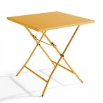 Table de jardin pliante carre en acier jaune