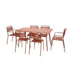 Table de jardin pliante métal 2 fauteuils 4 chaises terracotta Table de jardin pliante métal 2 fauteuils 4 chaises terracotta
