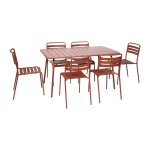 Table de jardin pliante mtal 6 chaises terracotta