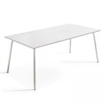Table de jardin rectangulaire en métal blanc Table de jardin rectangulaire en métal blanc