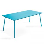 Table de jardin rectangulaire en métal bleu Table de jardin rectangulaire en métal bleu