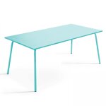 Table de jardin rectangulaire en métal turquoise 180 cm Table de jardin rectangulaire en métal turquoise 180 cm