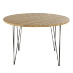 Table de jardin ronde en acacia massif et mtal noir 4 personnes d120