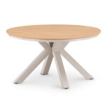 Table de jardin ronde beige imitation bois d140
