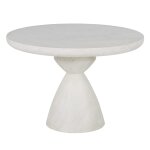 Table de jardin ronde en béton imitation travertin et métal blanc 4 personnes d110 Table de jardin ronde en béton imitation travertin et métal blanc 4 personnes d110